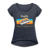 Steglitz Hippest Neighborhood - Frauen T-Shirt mit gerollten Ärmeln - heather navy