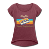 Steglitz Hippest Neighborhood - Frauen T-Shirt mit gerollten Ärmeln - heather burgundy
