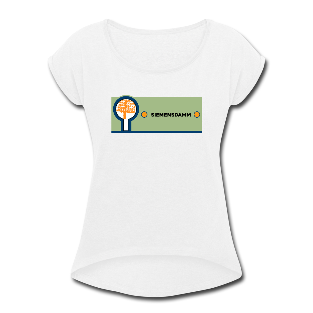 Siemensdamm - Frauen T-Shirt mit gerollten Ärmeln - white