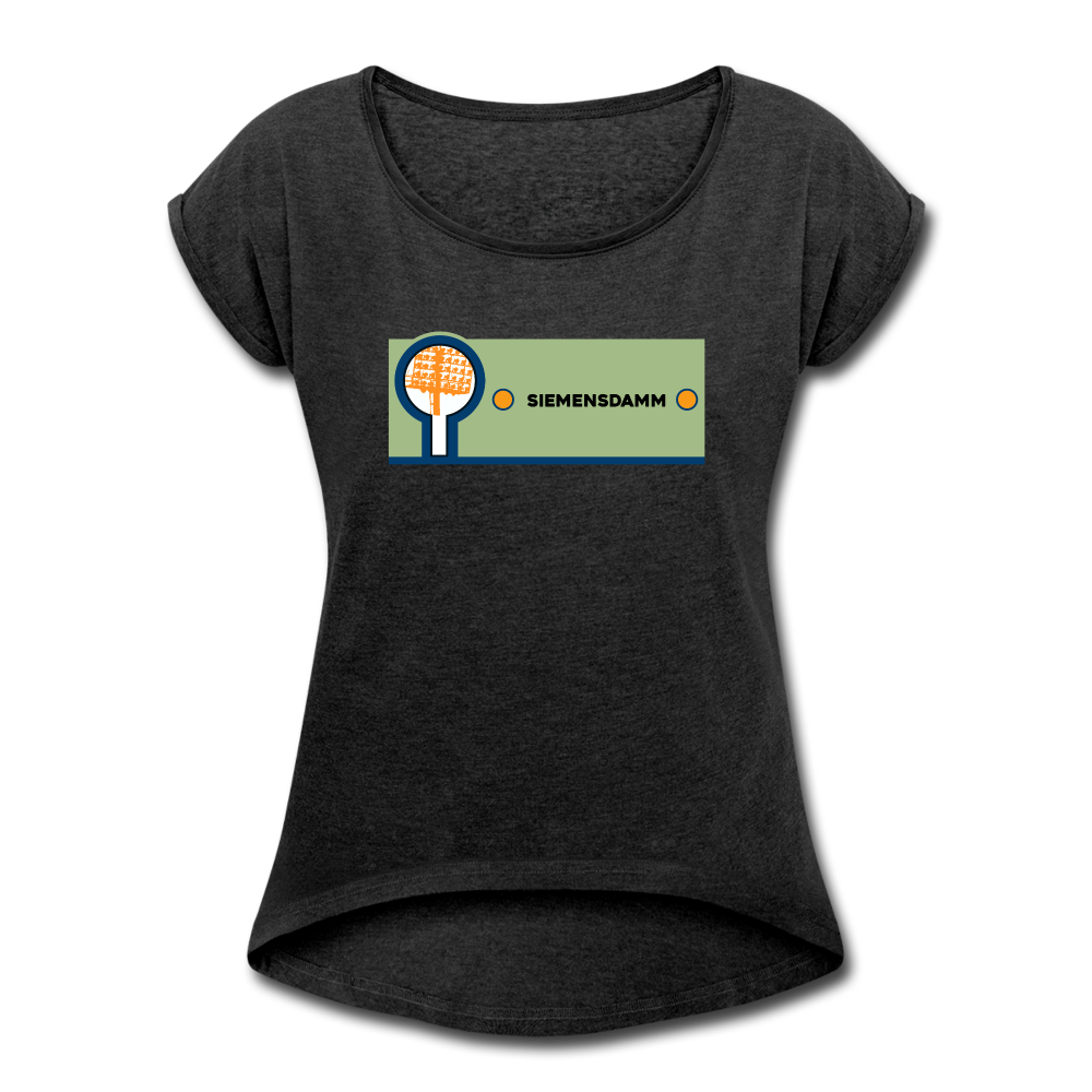 Siemensdamm - Frauen T-Shirt mit gerollten Ärmeln - heather black