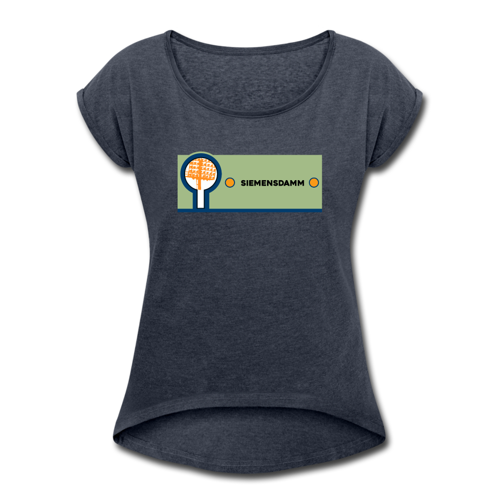 Siemensdamm - Frauen T-Shirt mit gerollten Ärmeln - heather navy