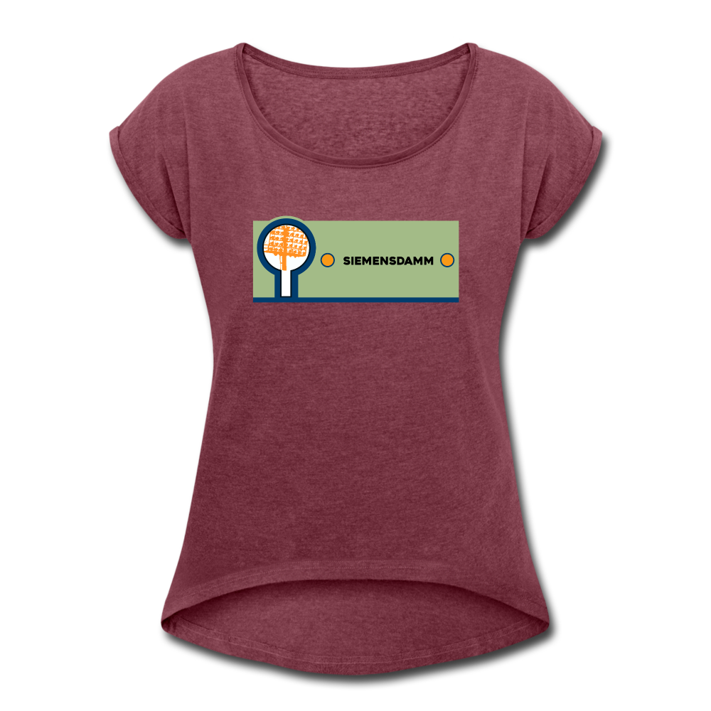 Siemensdamm - Frauen T-Shirt mit gerollten Ärmeln - heather burgundy