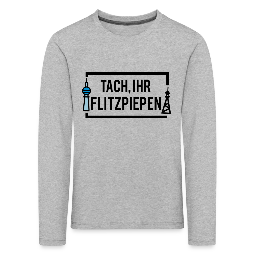Tach ihr Flitzpiepen - Kinder Langarmshirt - heather grey