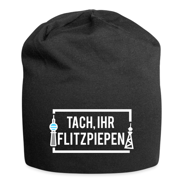 Tach ihr Flitzpiepen - weiß - Jersey Beanie - black