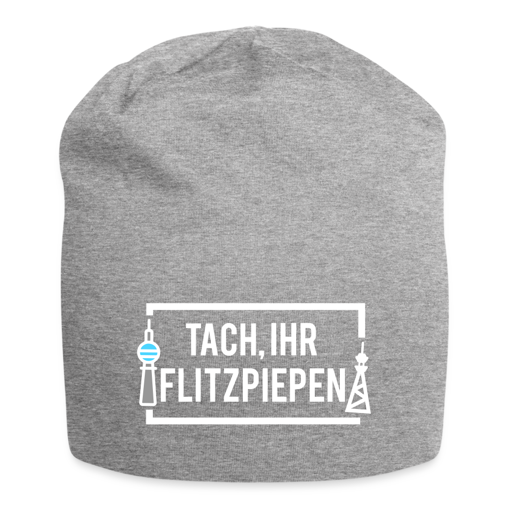 Tach ihr Flitzpiepen - weiß - Jersey Beanie - heather grey