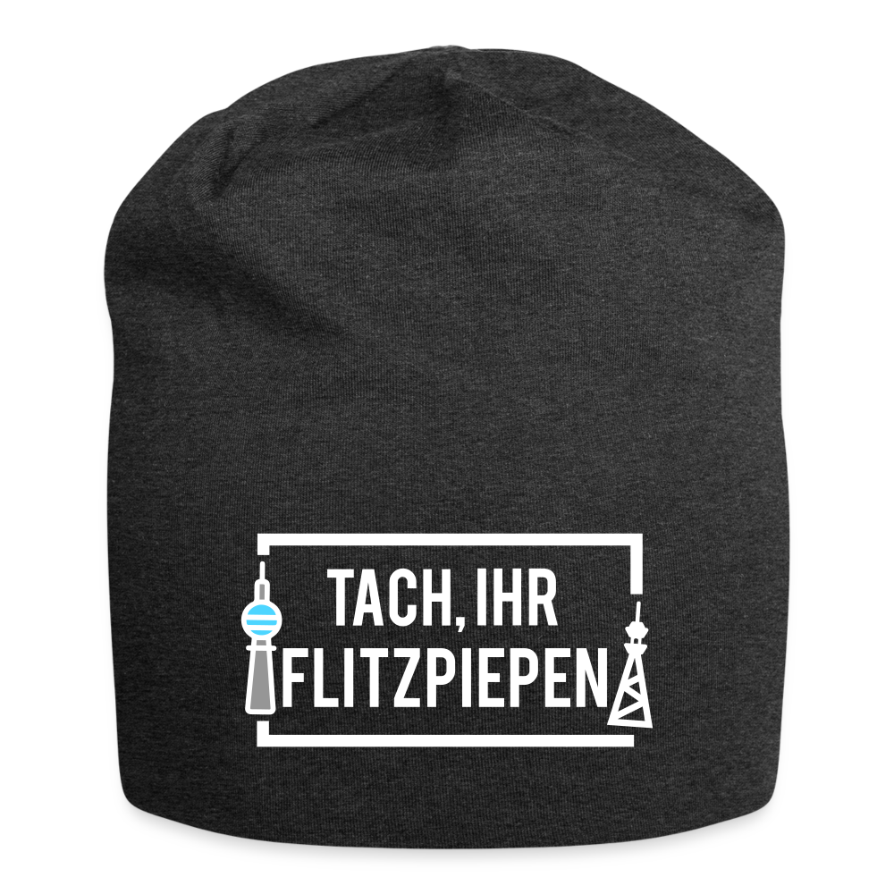 Tach ihr Flitzpiepen - weiß - Jersey Beanie - charcoal grey