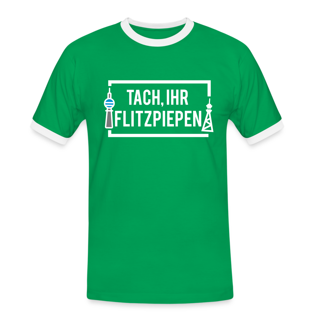Tach ihr Flitzpiepen - weiß - Männer Ringer T-Shirt - kelly green/white