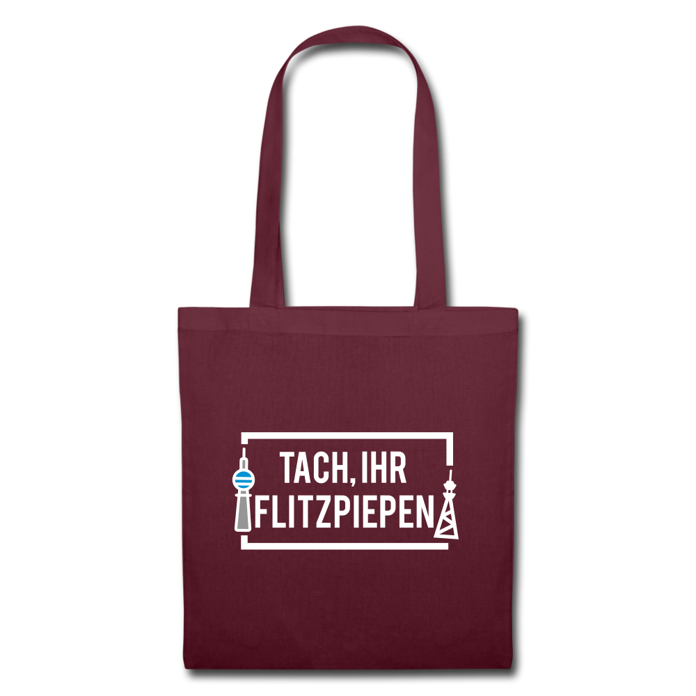 Tach ihr Flitzpiepen - weiß - Stoffbeutel - burgundy