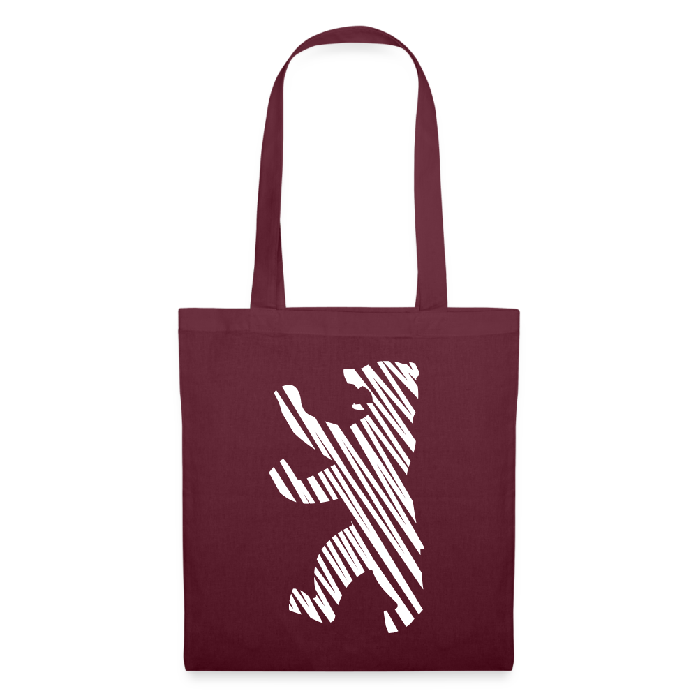 Berliner Bär im Netz - weiß - Stoffbeutel - burgundy
