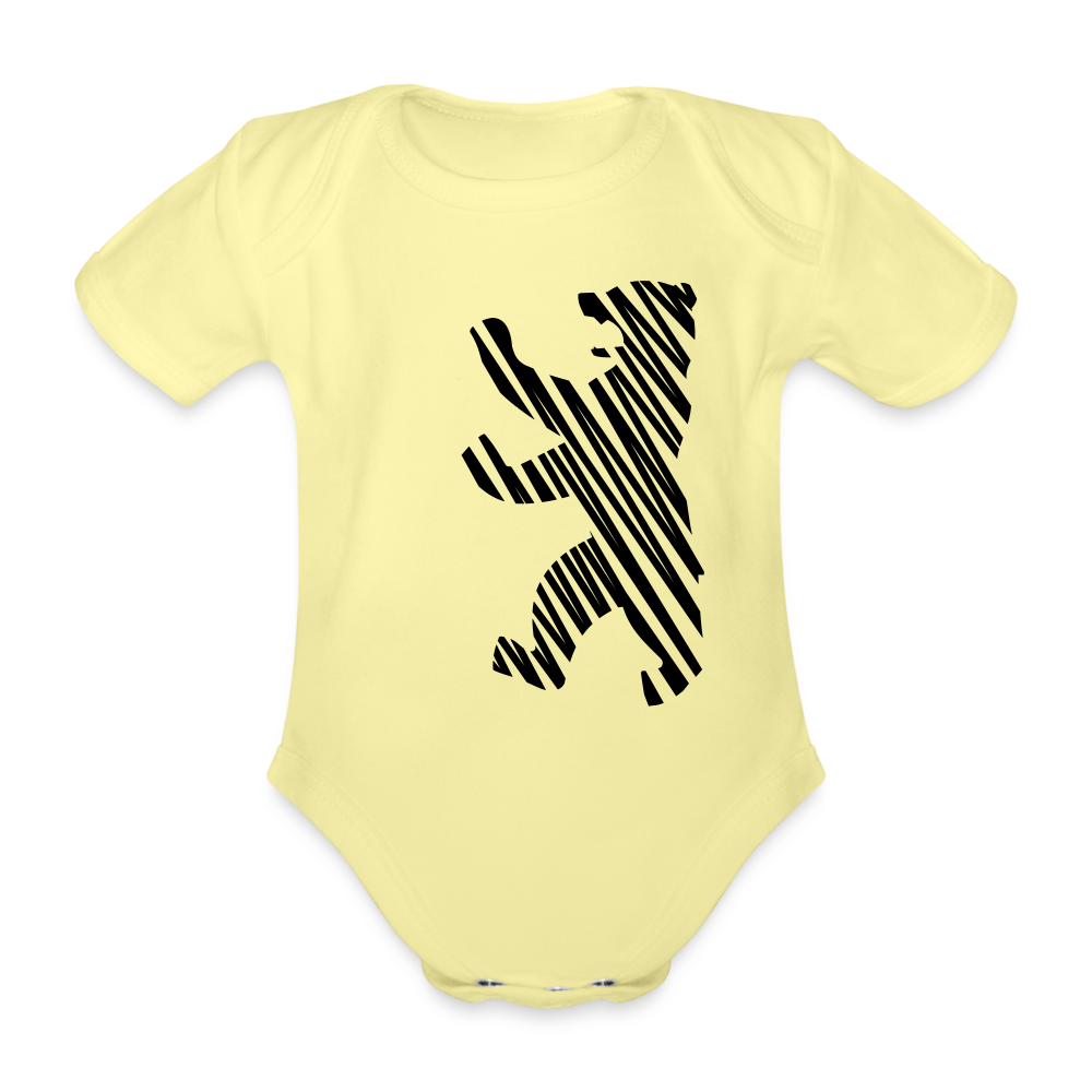 Berliner Bär im Netz - weiß - Bio-Kurzarmbody - washed yellow