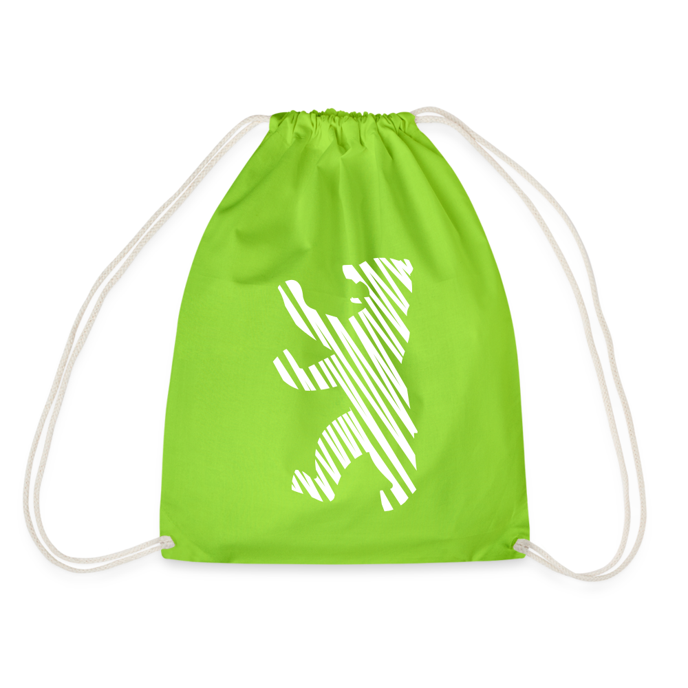 Berliner Bär im Netz - weiß - Turnbeutel - neon green