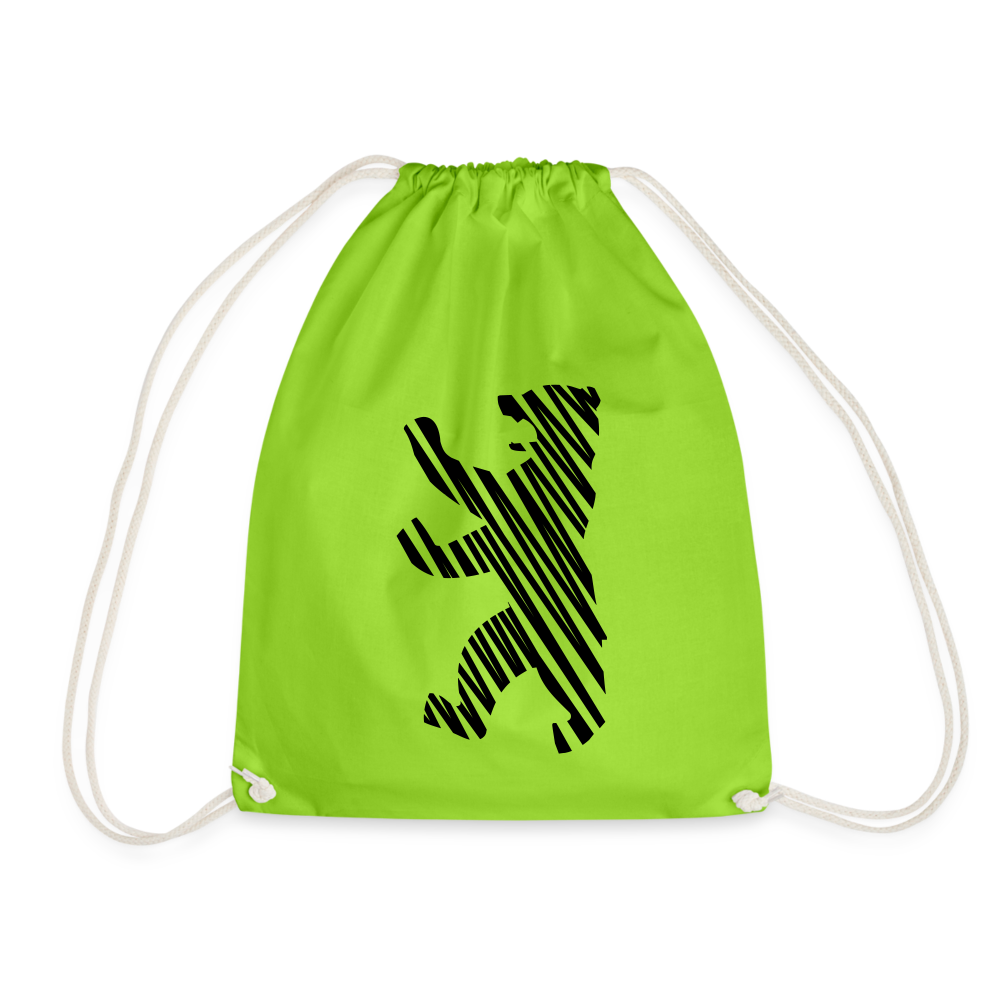 Berliner Bär im Netz - schwarz - Turnbeutel - neon green