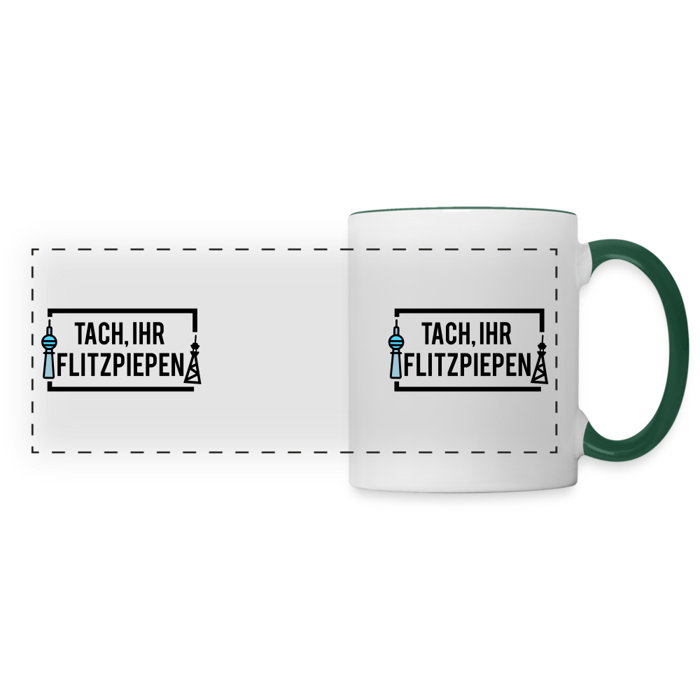 Tach ihr Flitzpiepen - Tasse zweifarbig - white/dark green