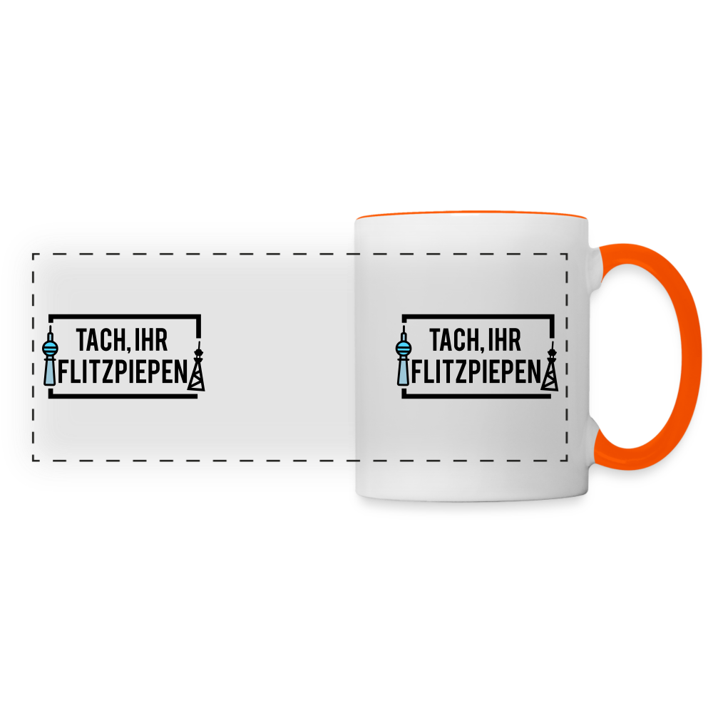 Tach ihr Flitzpiepen - Tasse zweifarbig - white/orange