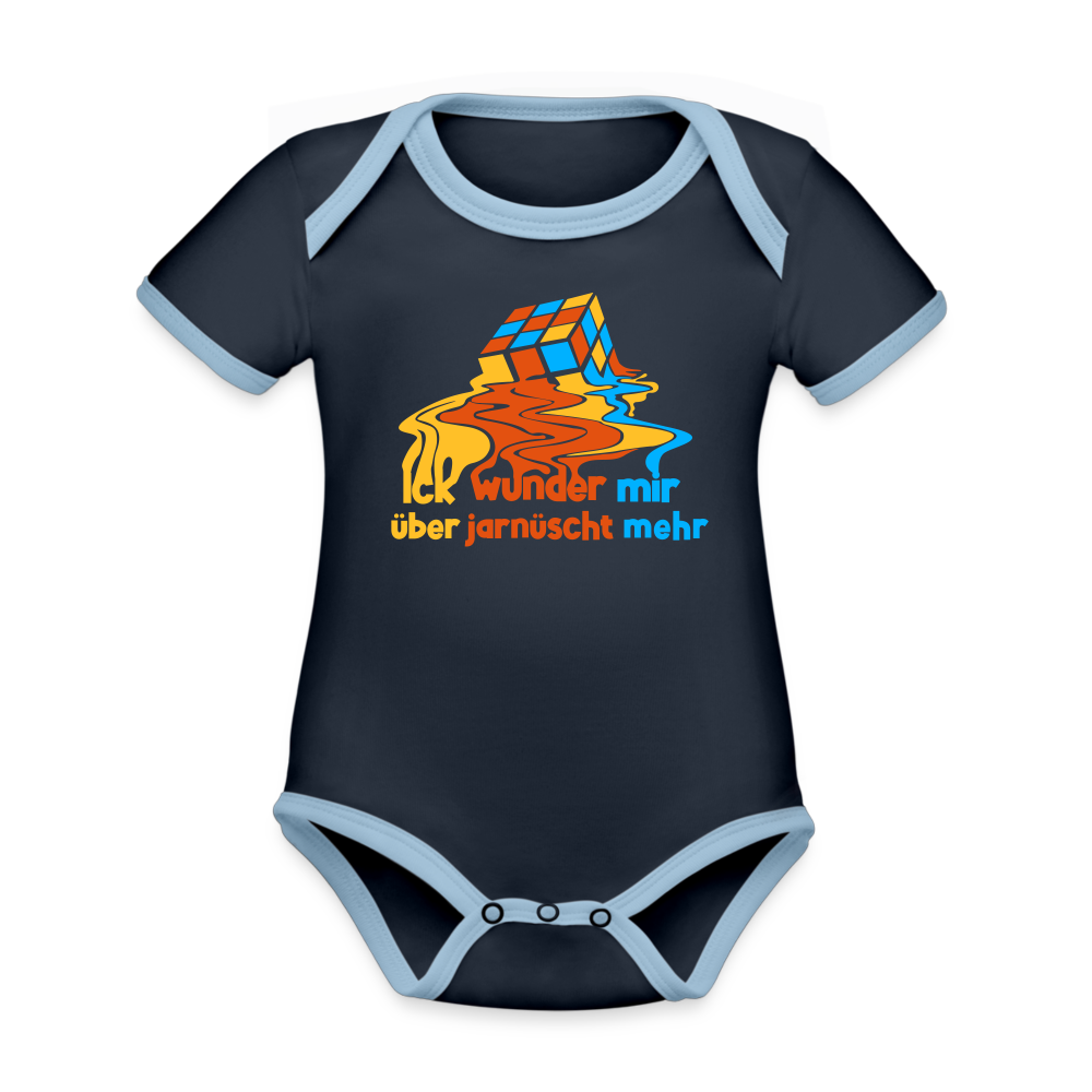 Ick Wunder Mir - Baby Bio-Kurzarm-Kontrastbody - navy/sky