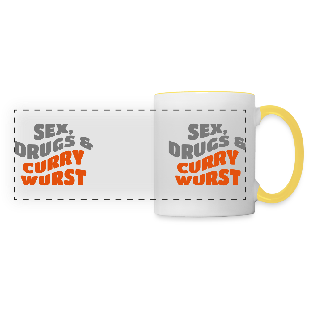 Sex, Drucks & Currywurst - Tasse zweifarbig - white/yellow