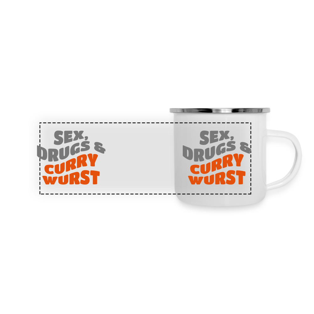 Sex, Drucks & Currywurst - Emaille Tasse - white