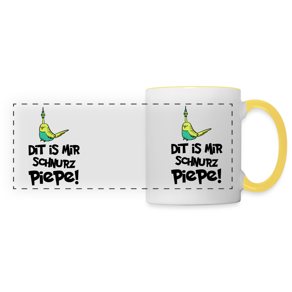 Schnurz Piepe mit Piep - Tasse zweifarbig - white/yellow