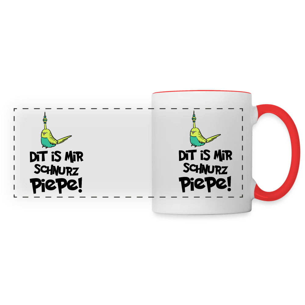 Schnurz Piepe mit Piep - Tasse zweifarbig - white/red