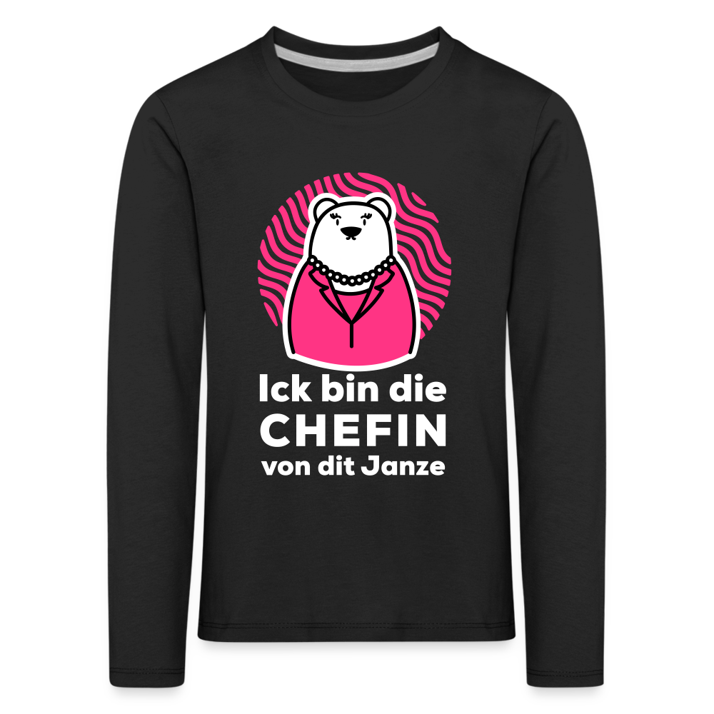 Chefin - Kinder Langarmshirt - black