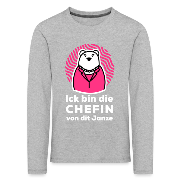 Chefin - Kinder Langarmshirt - heather grey