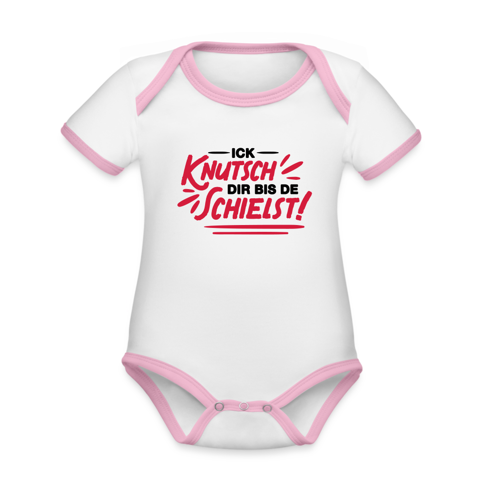 Ick knutsch dir! - Baby Bio-Kurzarm-Kontrastbody - white/rose
