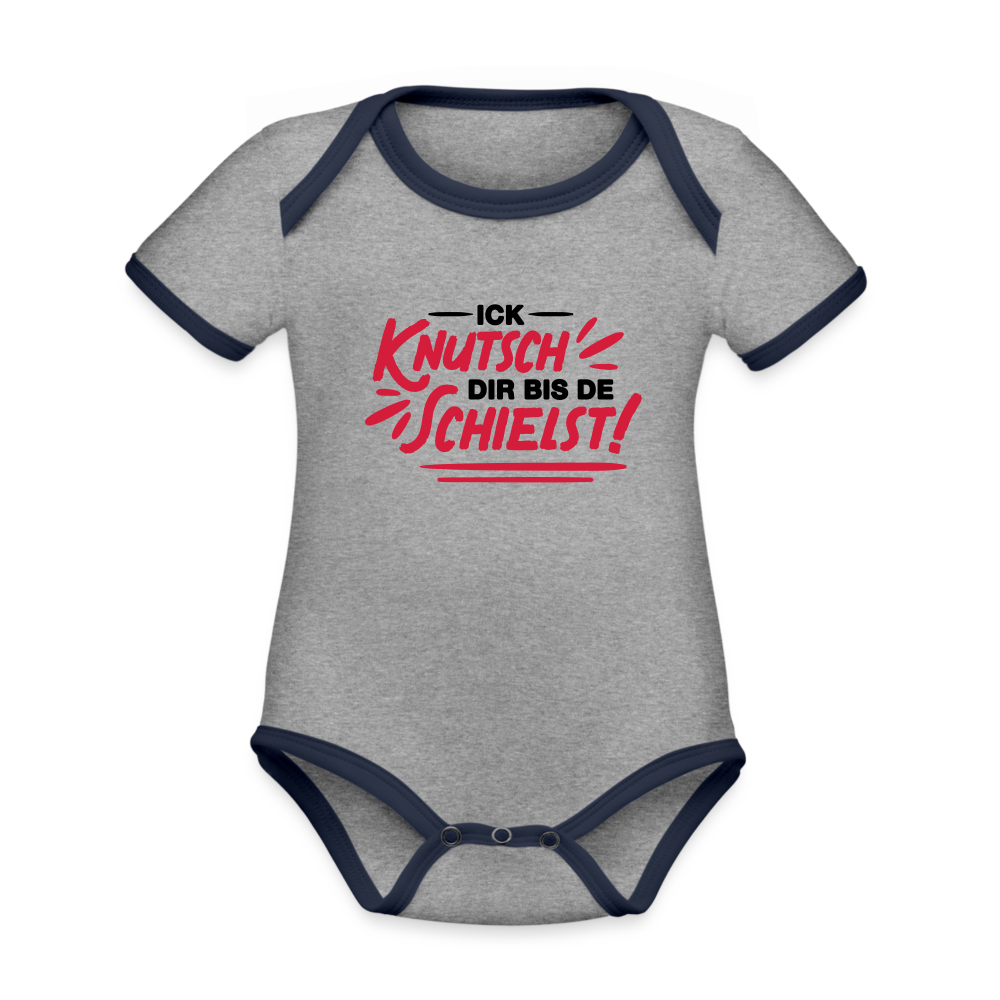 Ick knutsch dir! - Baby Bio-Kurzarm-Kontrastbody - heather grey/navy