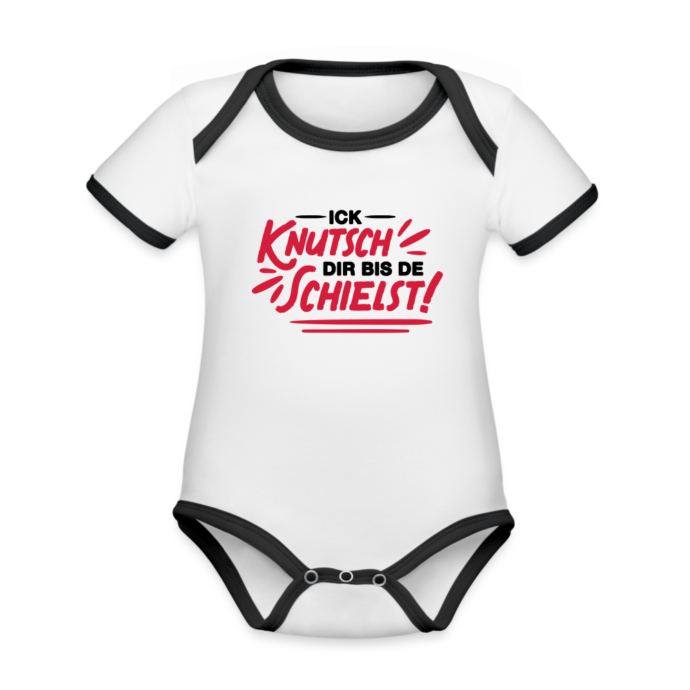 Ick knutsch dir! - Baby Bio-Kurzarm-Kontrastbody - white/black