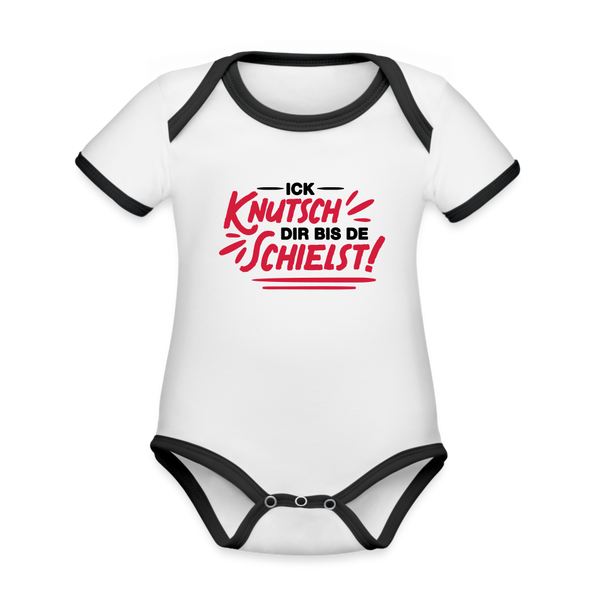 Ick knutsch dir! - Baby Bio-Kurzarm-Kontrastbody - white/black