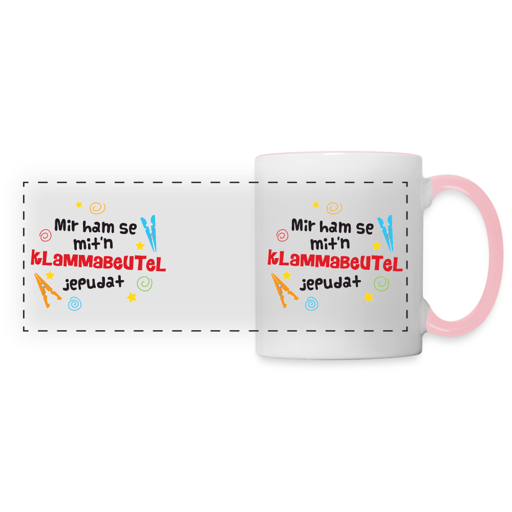 Mit'n Klammabeutel jepudat - Tasse zweifarbig - white/pink