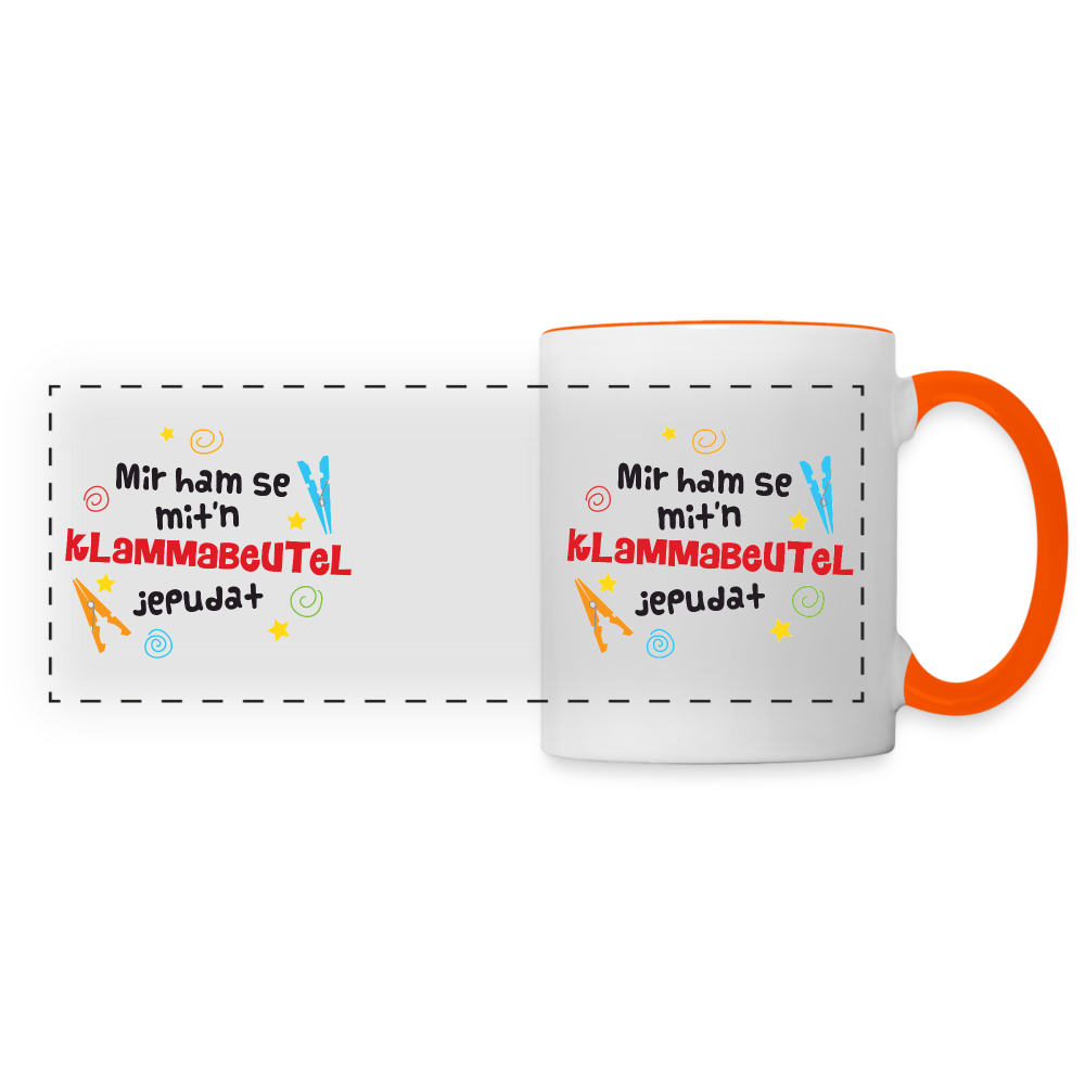 Mit'n Klammabeutel jepudat - Tasse zweifarbig - white/orange