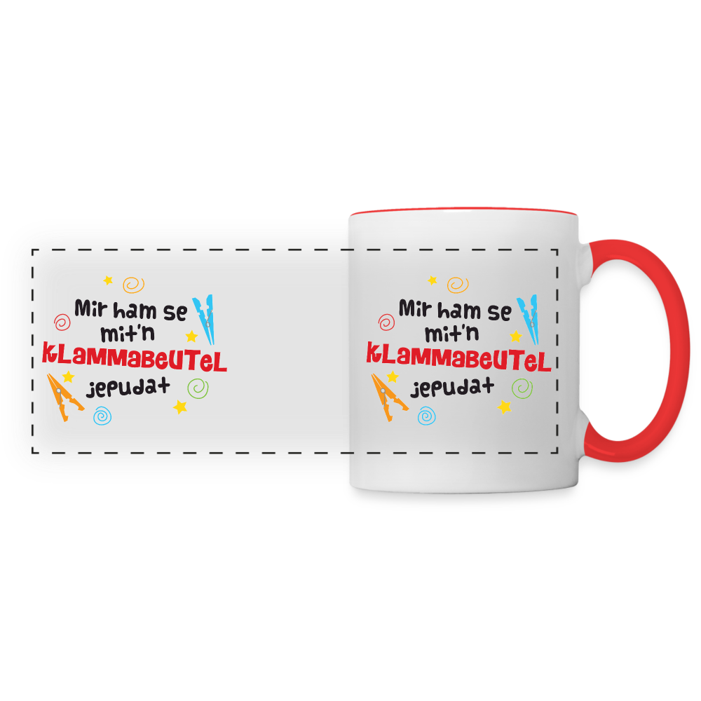 Mit'n Klammabeutel jepudat - Tasse zweifarbig - white/red