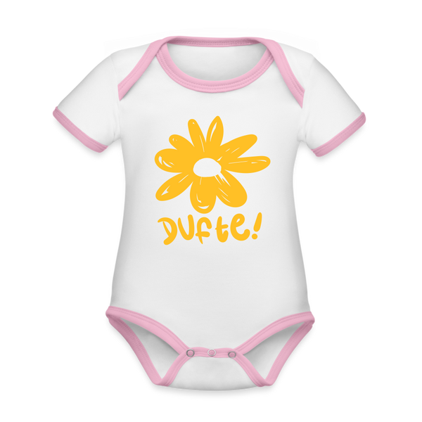 Dufte - Baby Bio-Kurzarm-Kontrastbody - white/rose