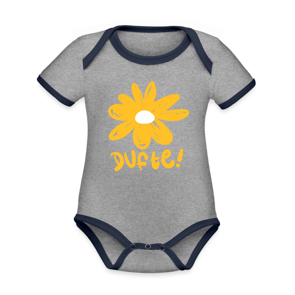 Dufte - Baby Bio-Kurzarm-Kontrastbody - heather grey/navy