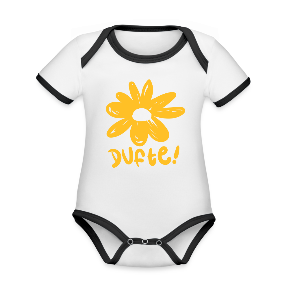 Dufte - Baby Bio-Kurzarm-Kontrastbody - white/black