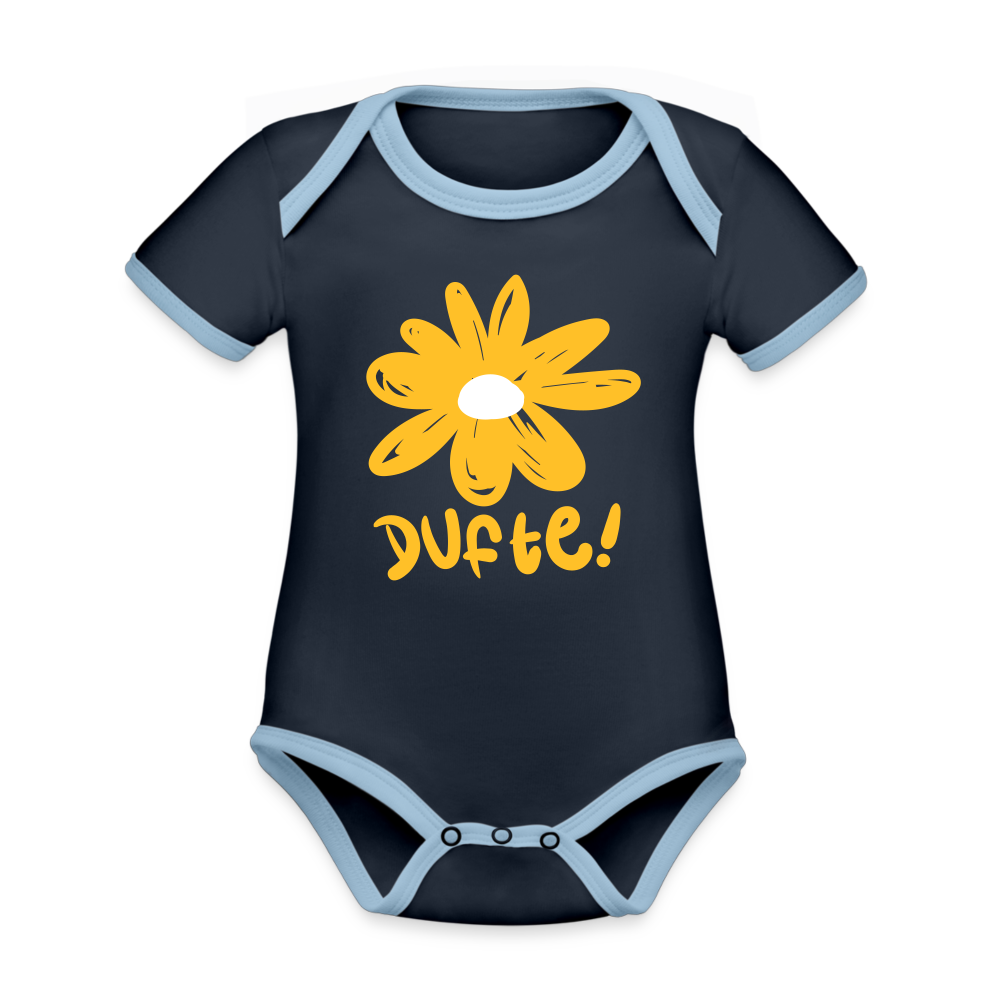 Dufte - Baby Bio-Kurzarm-Kontrastbody - navy/sky