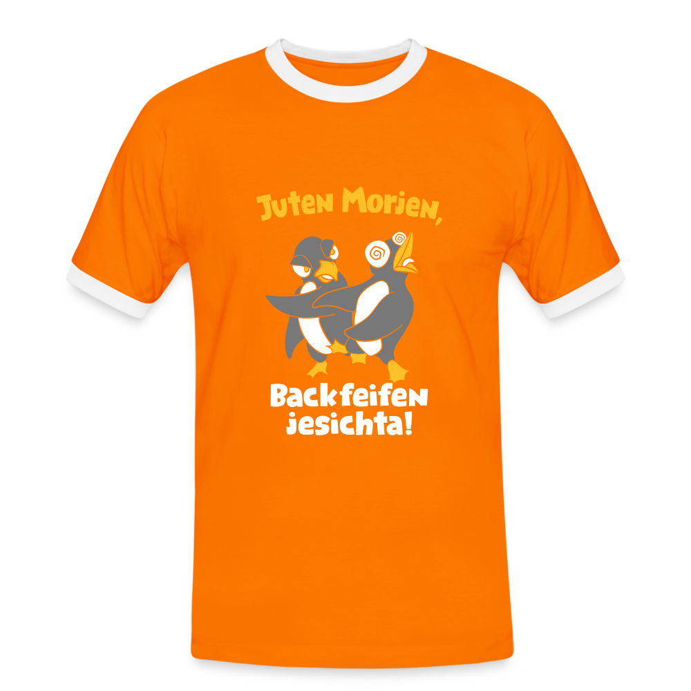 Juten Morjen, Backfeifenjesichta! - Männer Ringer T-Shirt - orange/white