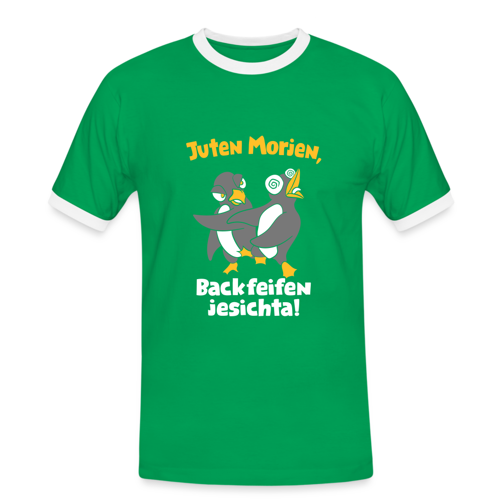Juten Morjen, Backfeifenjesichta! - Männer Ringer T-Shirt - kelly green/white