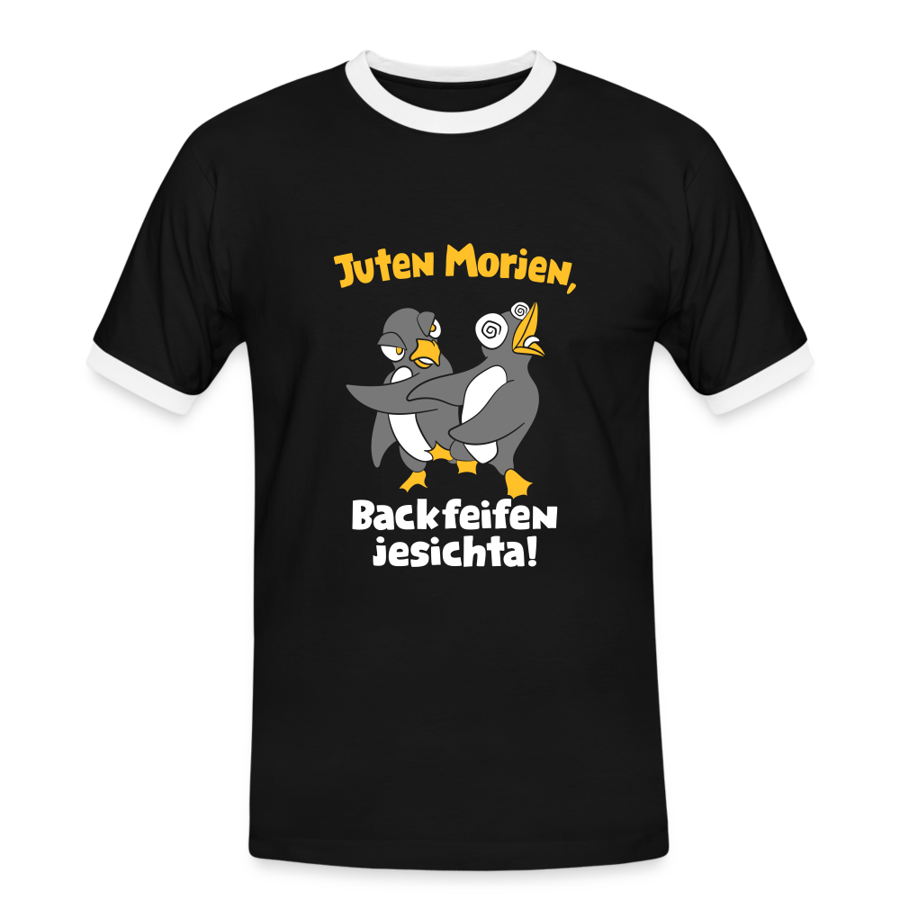 Juten Morjen, Backfeifenjesichta! - Männer Ringer T-Shirt - black/white