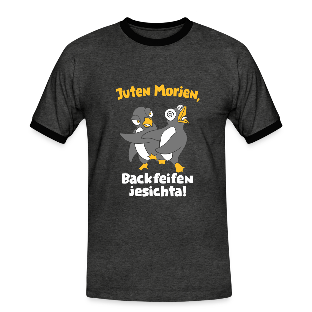 Juten Morjen, Backfeifenjesichta! - Männer Ringer T-Shirt - charcoal/black