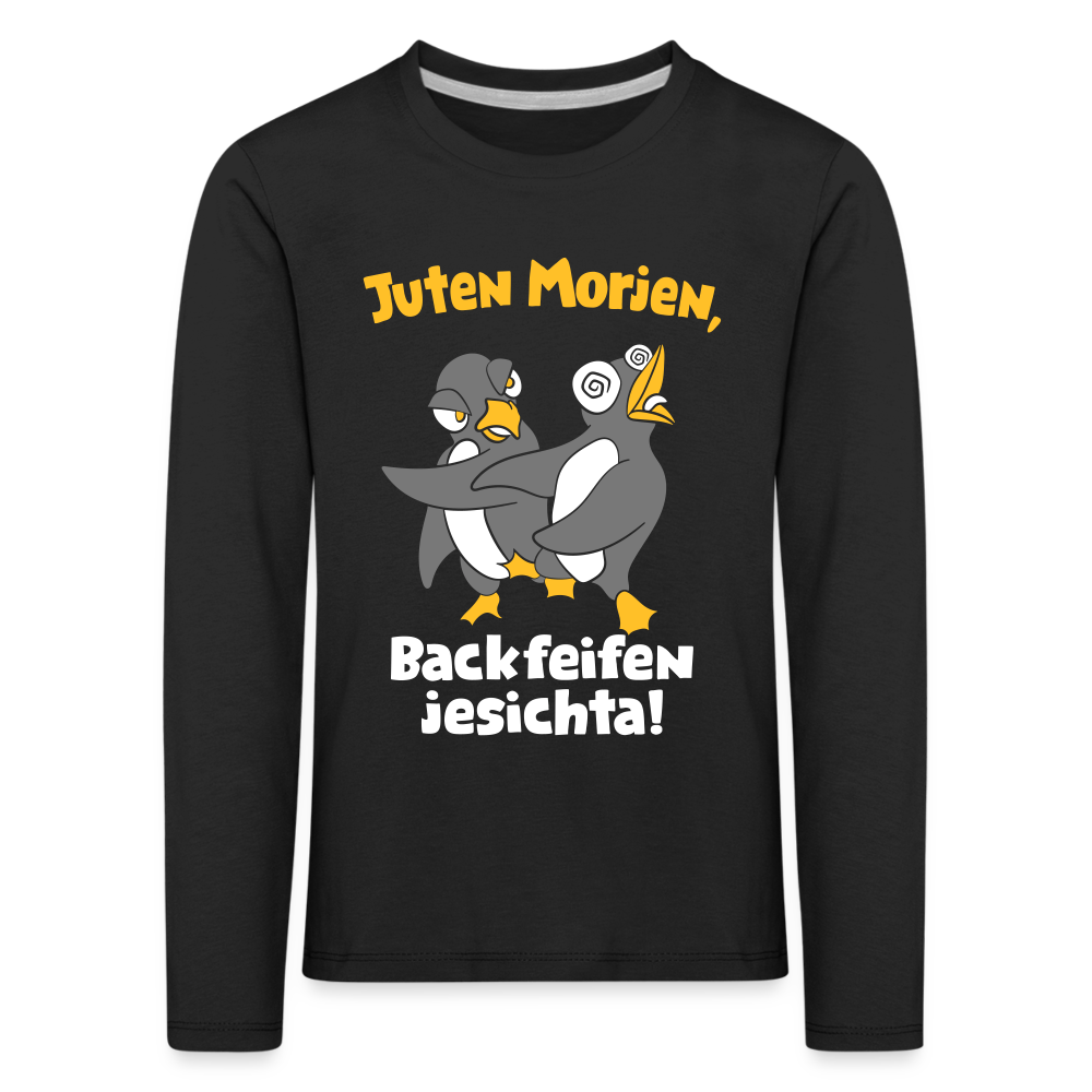 Juten Morjen, Backfeifenjesichta! - Kinder Langarmshirt - black