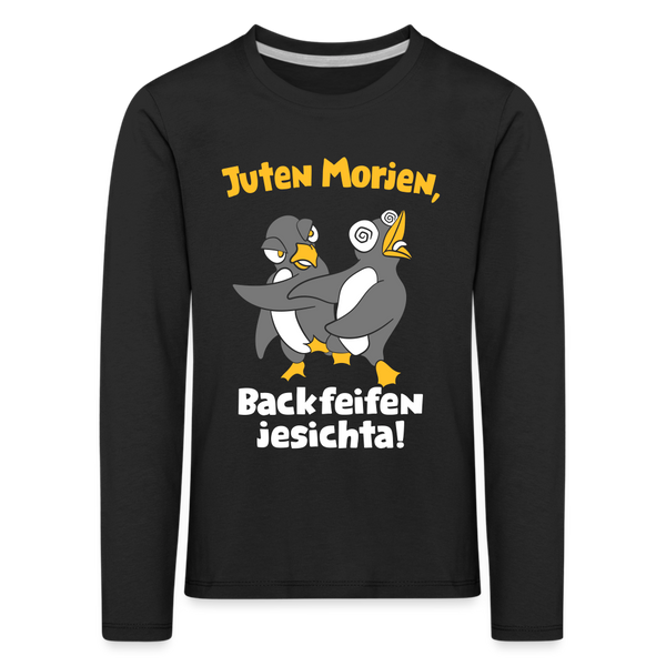 Juten Morjen, Backfeifenjesichta! - Kinder Langarmshirt - black