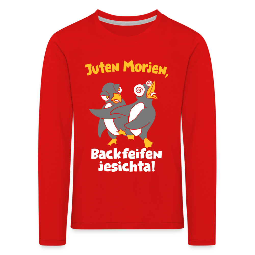 Juten Morjen, Backfeifenjesichta! - Kinder Langarmshirt - red