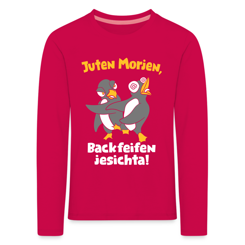 Juten Morjen, Backfeifenjesichta! - Kinder Langarmshirt - dark pink