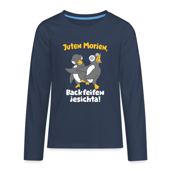 Juten Morjen, Backfeifenjesichta! - Teenager Langarmshirt - navy