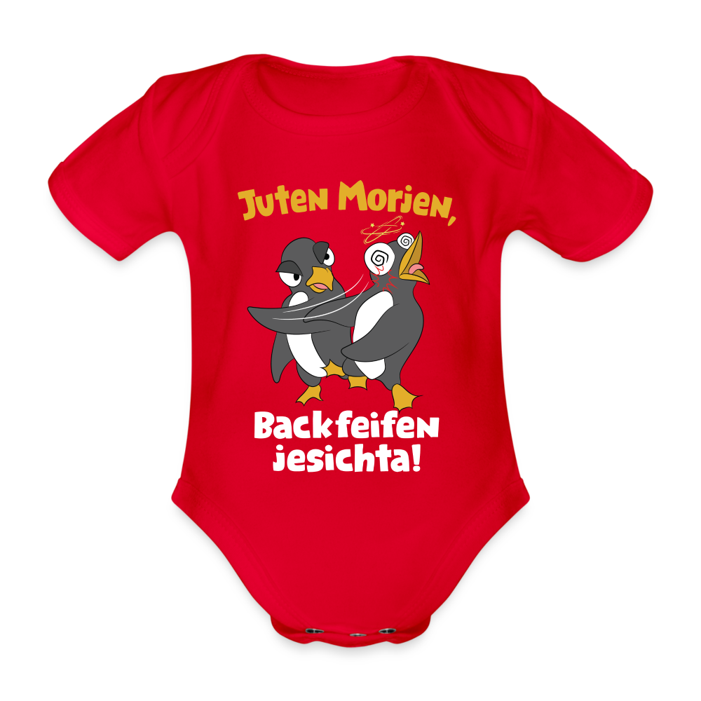 Juten Morjen, Backfeifenjesichta! - Bio-Kurzarmbody - red
