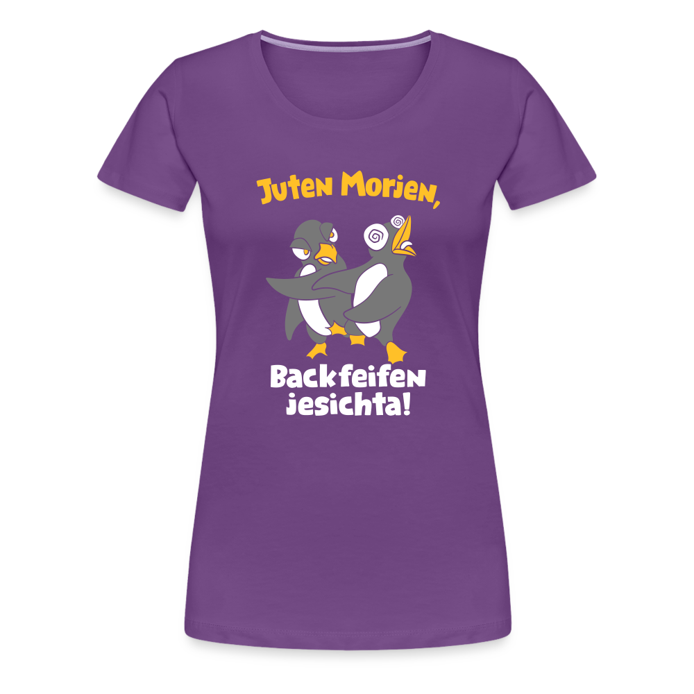 Juten Morjen, Backfeifenjesichta! - Frauen Premium T-Shirt - purple