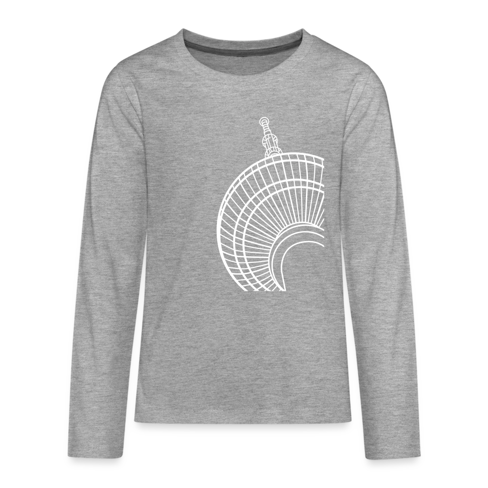 Der Turm von unten - weiß - Teenager Langarmshirt - heather grey