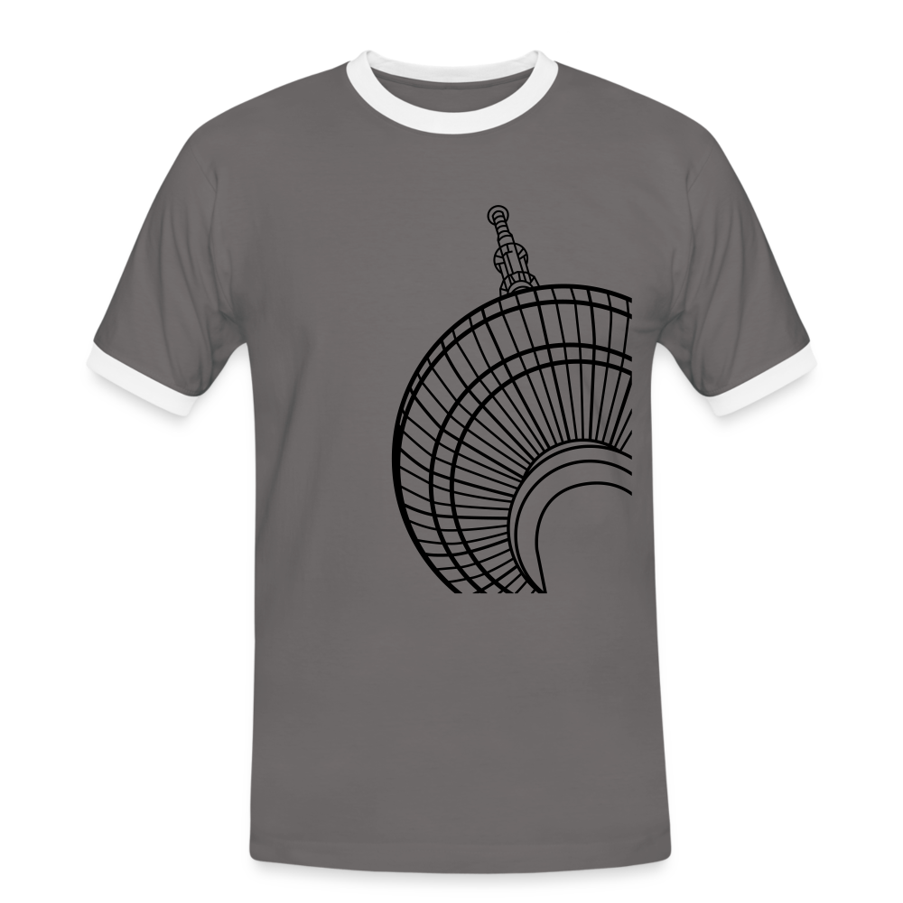 Der Turm von unten - schwarz - Männer Ringer T-Shirt - dark grey/white