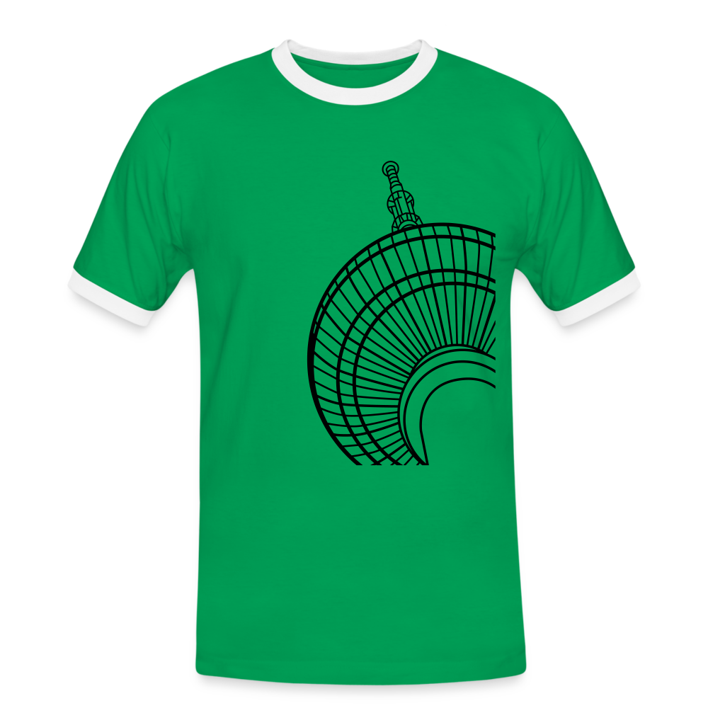 Der Turm von unten - schwarz - Männer Ringer T-Shirt - kelly green/white